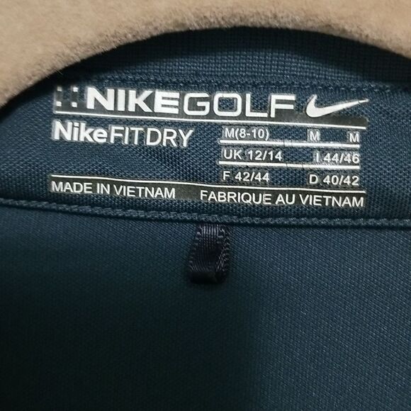 Nike Golf, dri-fit, dark green, short sleeved shirt.  Size M. - Picture 2 of 4